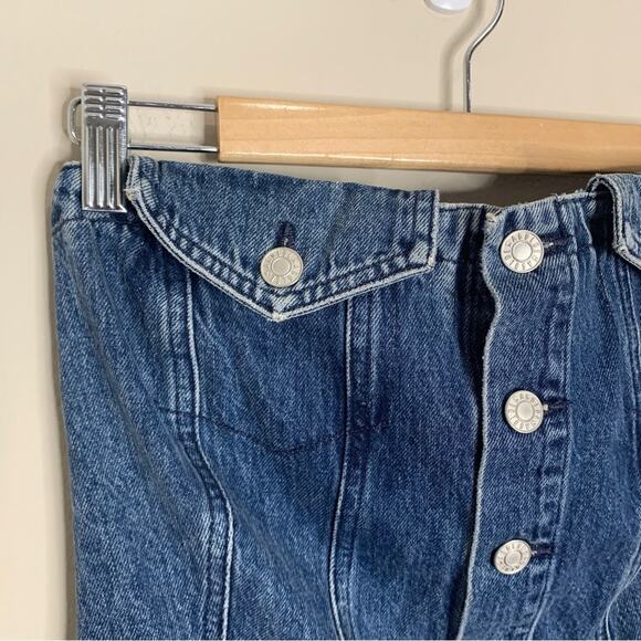 NEW Agolde Sandy Strapless All-In-One Denim Shorts / Romper (Sz 10) Remedy - Picture 5 of 11